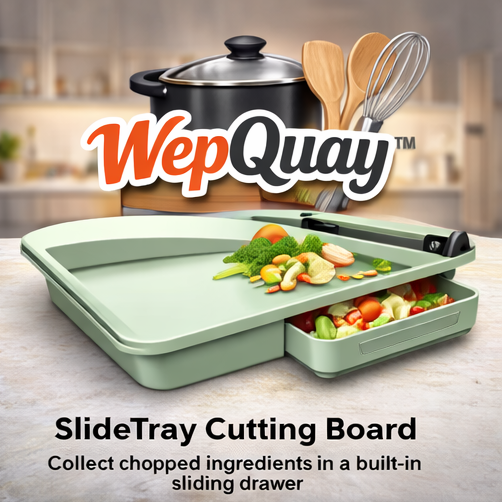 WepQuay™ SlideTray Cutting Board with Built-In Food Collection Drawer