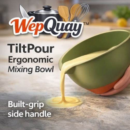 WepQuay™ TiltPour Ergonomic Mixing Bowl with Easy-Grip Side Handle