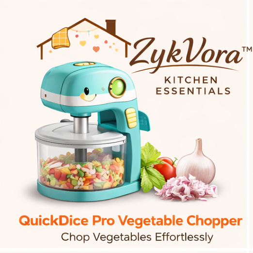 ZykVora™ QuickDice Pro Vegetable Chopper – Manual Food Chopper, Onion Cutter, Garlic Mincer & Salad Prep Tool