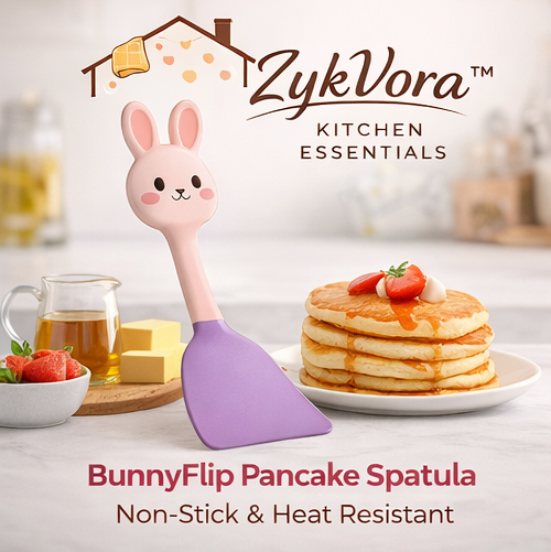 ZykVora™ BunnyFlip Pancake Spatula – Heat Resistant Silicone Turner | Non-Stick Cooking Spatula for Pancakes, Eggs & Omelets