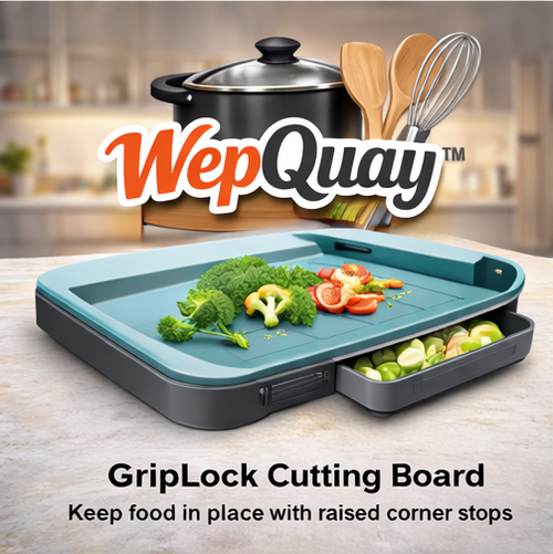 WepQuay™ GripLock Corner Cutting Board with Food Stop Edge