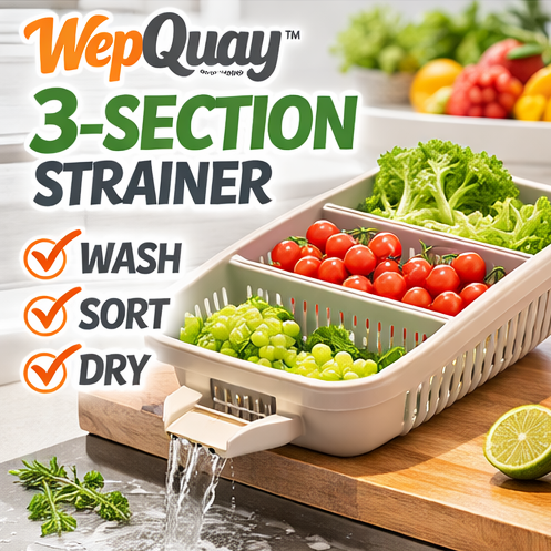 WepQuay™ PrepSort Multi-Section Kitchen Strainer Tray