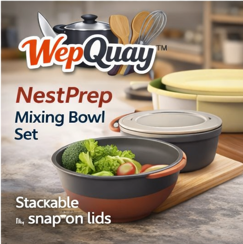 WepQuay™ NestPrep Stackable Kitchen Mixing Bowl Set with Lid