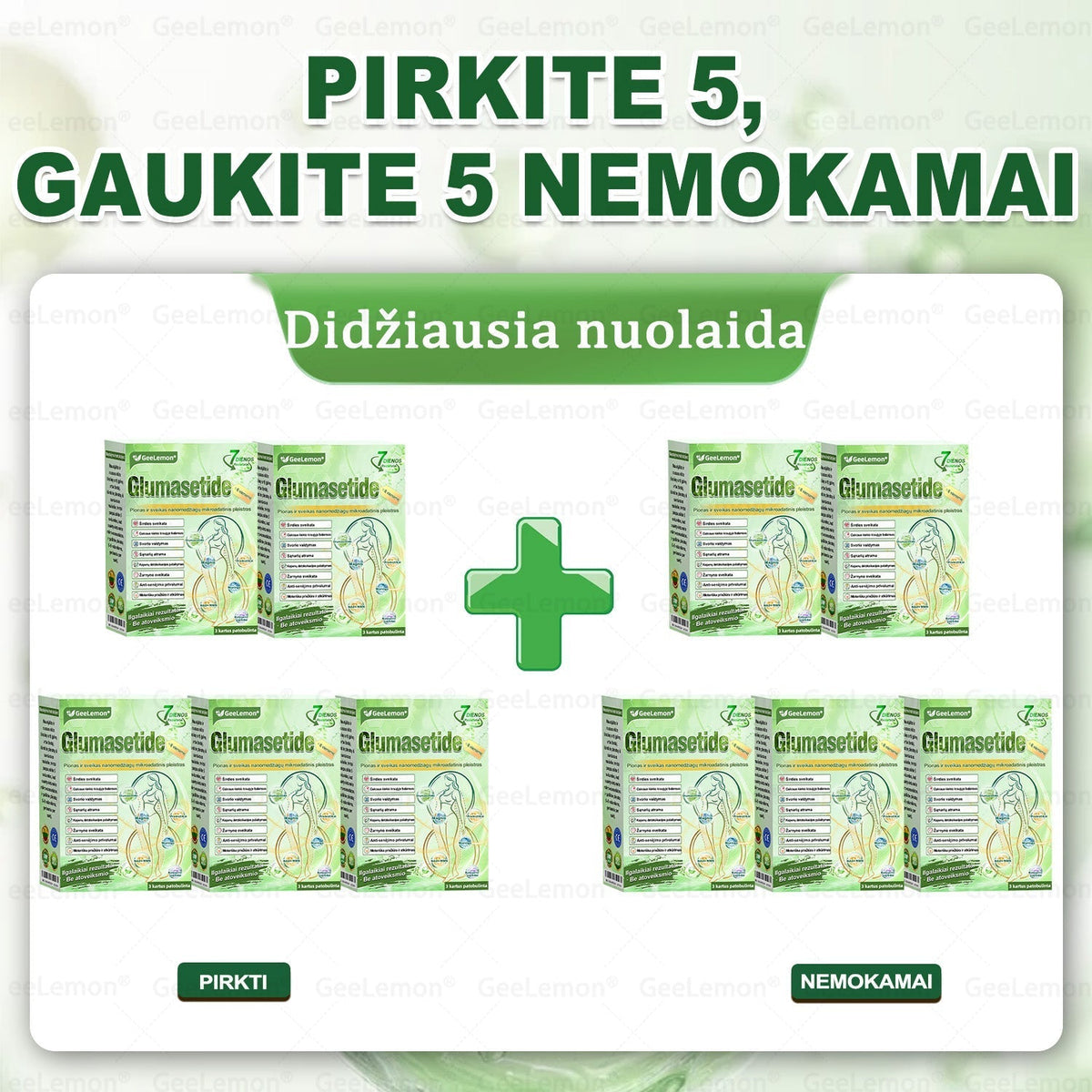 👩‍⚕️ Oficiali „Eurovaistinė“ vaistinė🎁 𝐆𝐞𝑒𝐿𝑒𝐦𝐨𝐧® 𝐆𝐥𝐮𝐦𝐚𝐬𝐞𝐭𝐢𝐝𝐞 8 viename Liekninantis ir sveikatinantis nano pleistras su mikroadatomis 🇱🇹 (Tik kartą per dieną, matomi pokyčiai jau per 7 dienas)  ✅