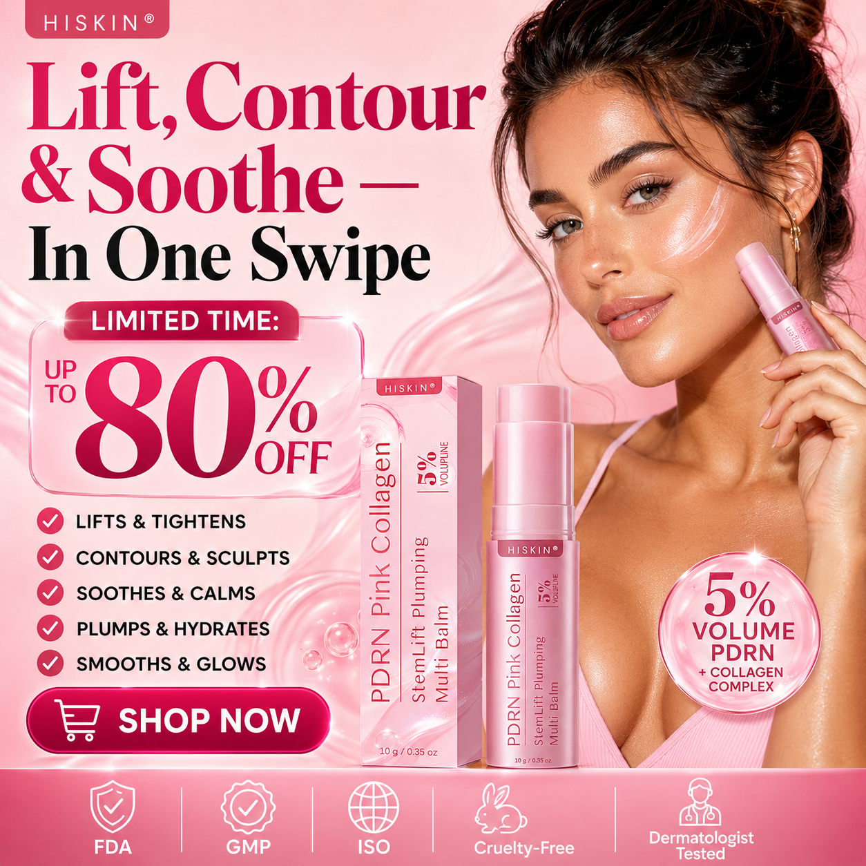 🌺𝐇𝐈𝐒𝐊𝐈𝐍® 𝐏𝐃𝐑𝐍 𝐏𝐢𝐧𝐤 𝐂𝐨𝐥𝐥𝐚𝐠𝐞𝐧 𝐒𝐭𝐞𝐦𝐋𝐢𝐟𝐭 𝐏𝐥𝐮𝐦𝐩𝐢𝐧𝐠 𝐌𝐮𝐥𝐭𝐢 𝐁𝐚𝐥𝐦 𝐟𝐨𝐫 𝐔𝐧𝐝𝐞𝐫-𝐄𝐲𝐞𝐬, 𝐍𝐞𝐜𝐤, 𝐅𝐨𝐫𝐞𝐡𝐞𝐚𝐝, 𝐒𝐦𝐢𝐥𝐞 𝐋𝐢𝐧𝐞𝐬,𝐅𝐢𝐫𝐦𝐢𝐧𝐠, 𝐋𝐢𝐟𝐭𝐢𝐧𝐠, 𝐅𝐮𝐥𝐥𝐞𝐫-𝐋𝐨𝐨𝐤𝐢𝐧𝐠 𝐂𝐮𝐫𝐯𝐞𝐬 & 𝐒𝐤𝐢𝐧 𝐂𝐨𝐦𝐟𝐨𝐫𝐭